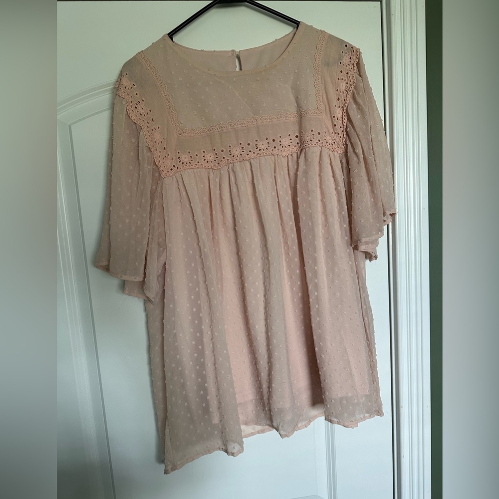 Light pink blouse from Amazon size large.